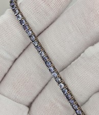 Vintage 925 Silber Tennisarmband mit Tansanit Armband Schmuck Damen