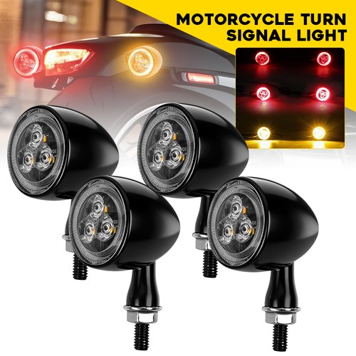 Black 4pcs led bullet turn - black,