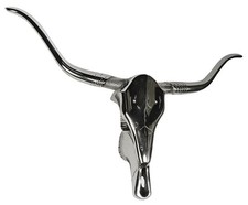 Stierkopf Wanddeko Silber