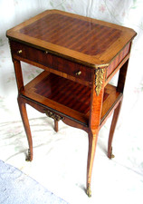Frankreich Louis XVI Beistelltisch Tisch Schublade Holz Intarsien Bronze um 1870