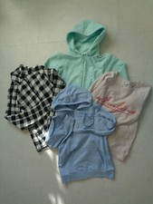 4 Oberteile Größe S / 164 - Karohemd + Kapuzenpulli + Fleecejacke + Pulli