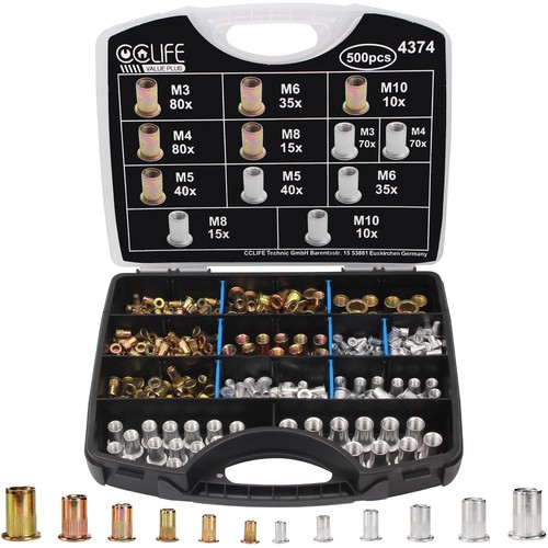 500x nietmuttern set - nietmuttern,