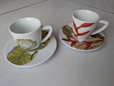 2 x Nespresso Espressotasse mit Untertasse - Pflanzenmotiv - Neuwertig