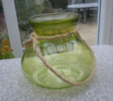 Große grüne Recyclingglas Schale / Kerzenhalter - Made in Spain - Seilhänger