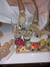 Herbstdeko: 7-er-Set Holzdeko u. Stoffdeko (Wichtel,Pilze,Igel,Eulen)