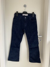 HAIKURE Damen Cord Schlaghose W29 Dunkelblau Crop Low Rise Baumwollmischung 