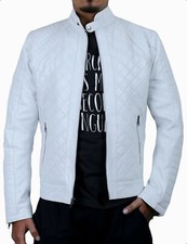 Weiß Lederjacke für Herren