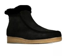 Clarks Original Damen Wallabee Frost Schwarz Wildleder Leder Stiefel Größe 5,5 D EU 39