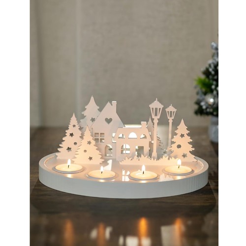 Adventskranz holz teelichter - adventskranz,