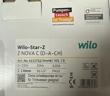 Wilo Star-Z NOVA C Trinkwasser Zirkulationspumpe, Zeitschaltuhr, Rp1/2", 230V/4,