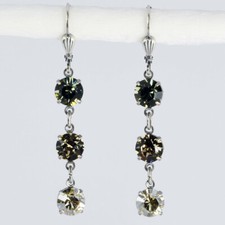 Grevenkämper Ohrringe Swarovski Kristall Silber Rund lang grau Silver Shade