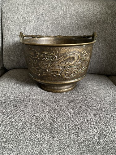 Bronze henkeltopf mit - bronze, drachen
