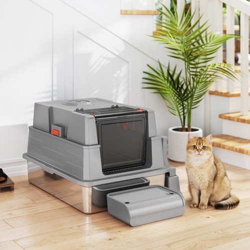 Pawhut katzenklo xxl edelstahl - pawhut,