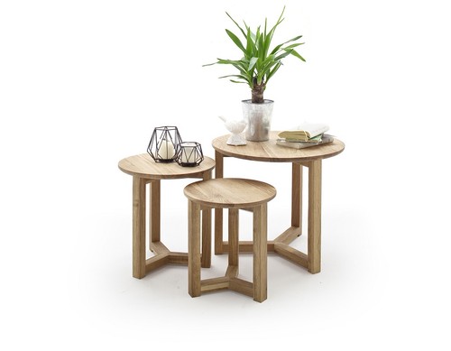 Couchtisch rund eiche massiv - eiche,