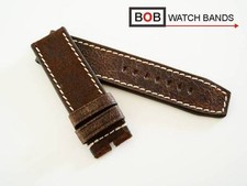 BOB HANDMADE PREMIUM BREITDORNTYP ECHTLEDERUHRBAND 24/24mm RUSTICA VINTAGE Braun