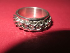 Ring Edelstahl mit drehbarer Kette 7 mm Biker Rocker Metaller Mittelalter NEU