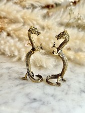 Vintage Stil spielende Drachenfigur massives Messing Feng Shui