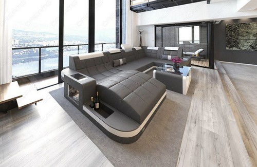Leder wohnlandschaft couch - leder, led