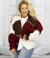 Oversized Strickjacke Damen Cardigan Strickweste Jacke Streifen Muster | M - 2XL