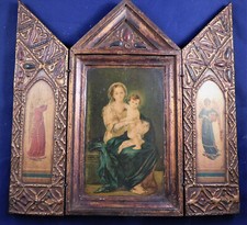 Triptychon, gemalter dreiteiliger Flügelaltar, angeblich vor 1945, Original