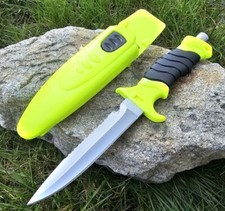 MFH Tauchermesser Rettungsmesser Dive Knife mit Beinholster neongelb schwarz