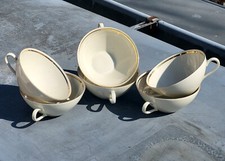 6x Suppentassen - Seltmann Weiden Bavaria - Porzellan weiß mit Goldbordüre - Nr8