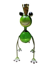 Metall Tier Deko Frosch, Glas-Bauch Feder-Kopf Garten Deko