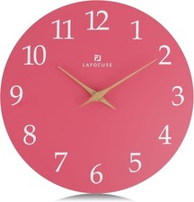 30cm MDF Holz Wanduhr Rosa Ohne Tickgeräusche, Modern Lautlos Wanduhr 