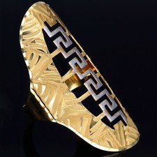 Langer Greco Design Ring 585 14K ECHT GOLD 59RG Bicolor Weissgold NEU TREND