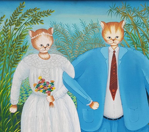 Katzen hochzeit bild naive - katzen,
