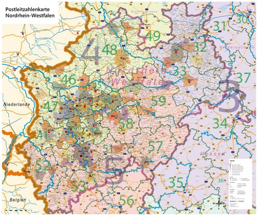 Postleitzahlenkarte plz von - xl,