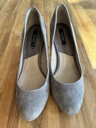 Hellgraue zara wildleder - hellgraue, pumps