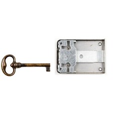 Antik Möbel Schloss m. Schlüssel Aufsteckschloss Dornmaß Stilmöbel Möbelschloss