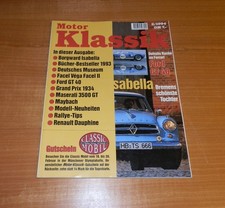 Motor Klassik 2/1994, Borgward Isabella, Ford GT, Grand Prix 1934, Dauphine.