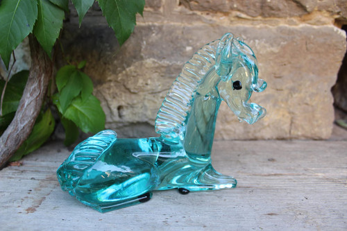 Murano pferd türkis liegend - murano,