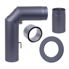 Ofen-Rohr Rohrset Kamin grau 150mm Winkel 25cm Rohr Drossel Muffe Reinigung