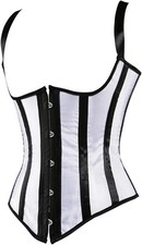 Damen Unterbrustkorsett im viktorianischen Stil, schwarz-weiß gestreiftes Neckholder-Design,