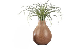 Formano Vase Keramik Holzoptik Braun 11 cm Bauchig Dekorativ Geschenk B-Ware