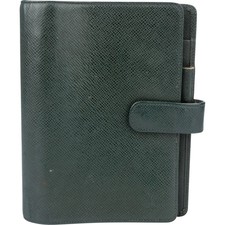 Louis Vuitton Green Taiga Leather Agenda MM Planer Etui