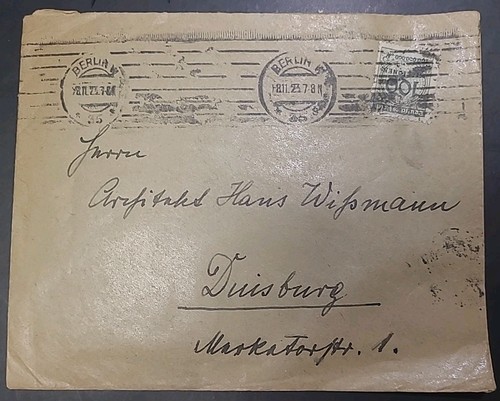 Brief berlin 1923 mef duisburg - berlin,