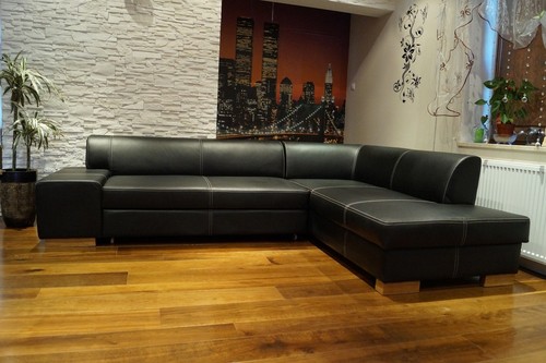 Rindsleder ecksofa 100 - rindsleder, 100%