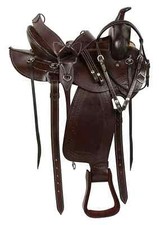 Brauner Gang Western Pleasure Trail Endurance Leder Tack Sattel Set für Pferde