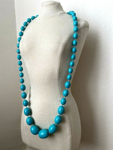 Vintage halskette blau - halskette,