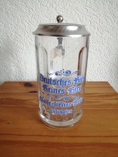 Bierkrug Glas mit Zinndeckel