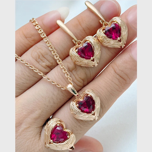 Herz zirkon set roségold - roségold, 585