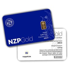 Goldbarren 0,10 Gramm NZP Gold
