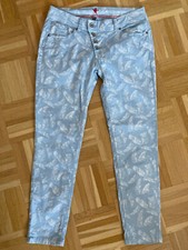 Buena Vista Jeans Boyfriend hellblau weiß Federn Gr. M 36 lässig Knopfleiste