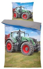 Bettwäsche 135x200 cm Traktor Trecker Landmaschinen grün grau Wende Microfaser