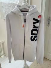 Superdry Jacke, Sweatjacke, großes Logo, Farbe: weiß, Größe: XXL