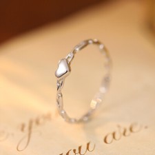 Echt 925 Sterling Silber * Ring Fingerring Verstellbar * Herz Kette